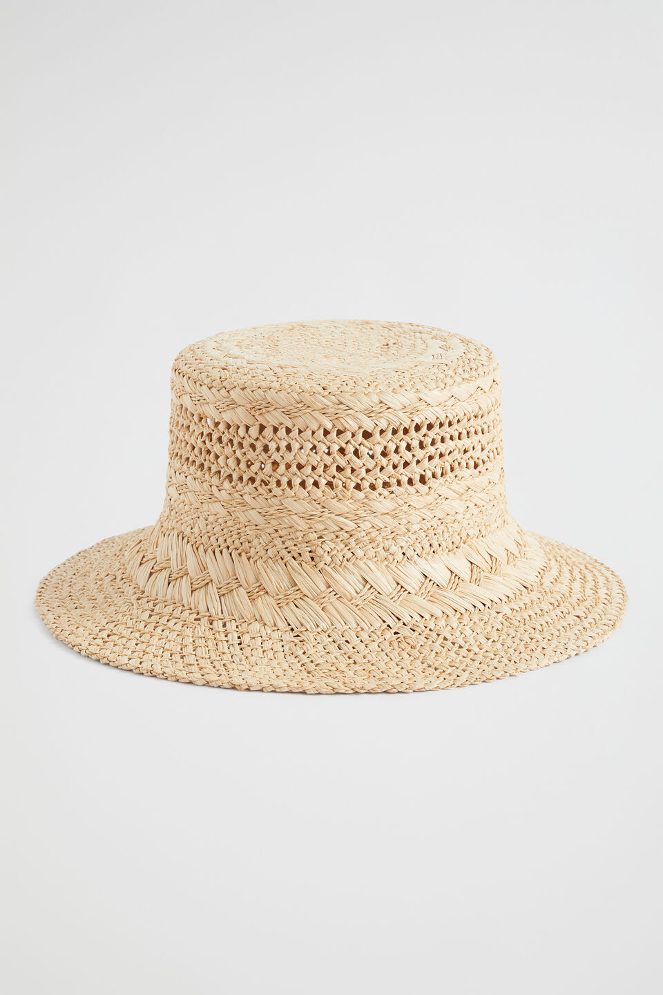 Tie Up Straw Bucket Hat  Natural