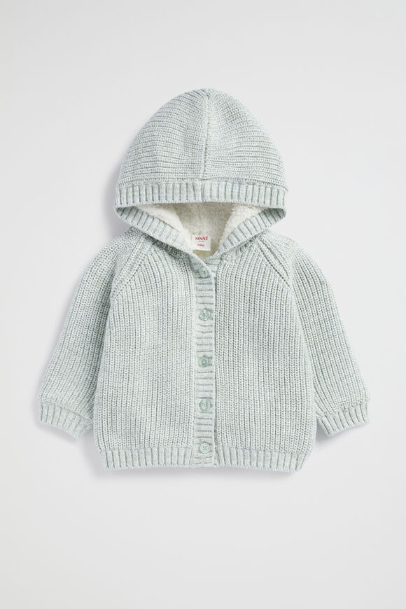 Mixy Knit Sherpa Hoodie  Sage  hi-res
