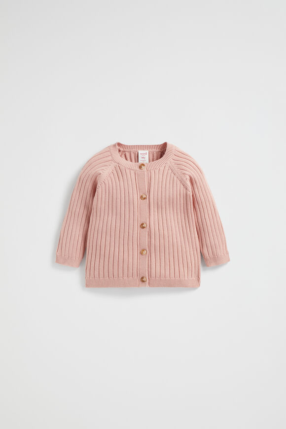 Rib Knit Cardigan  Chalk Pink  hi-res