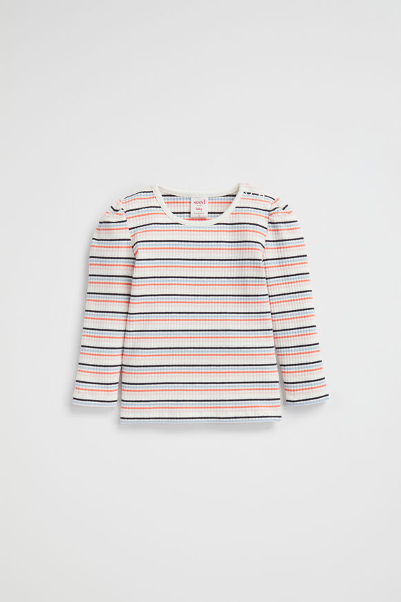 Puff Sleeve Rib Tee  Canvas Multi  hi-res