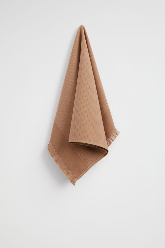 Cotton Stripe Tea Towel  Burnt Brick  hi-res