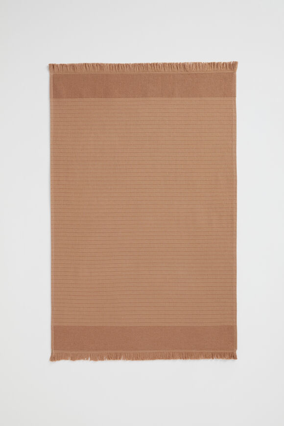 Cotton Stripe Tea Towel  Burnt Brick  hi-res