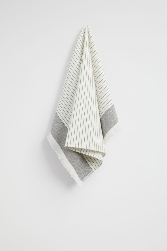 Cotton Stripe Tea Towel  Graphite  hi-res