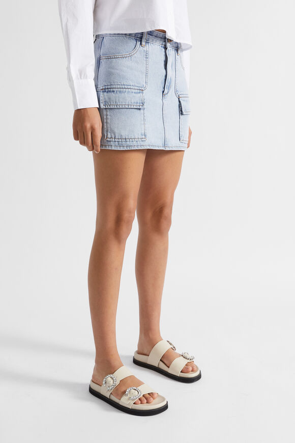 Denim Mini Cargo Skirt  Pacific Wash  hi-res