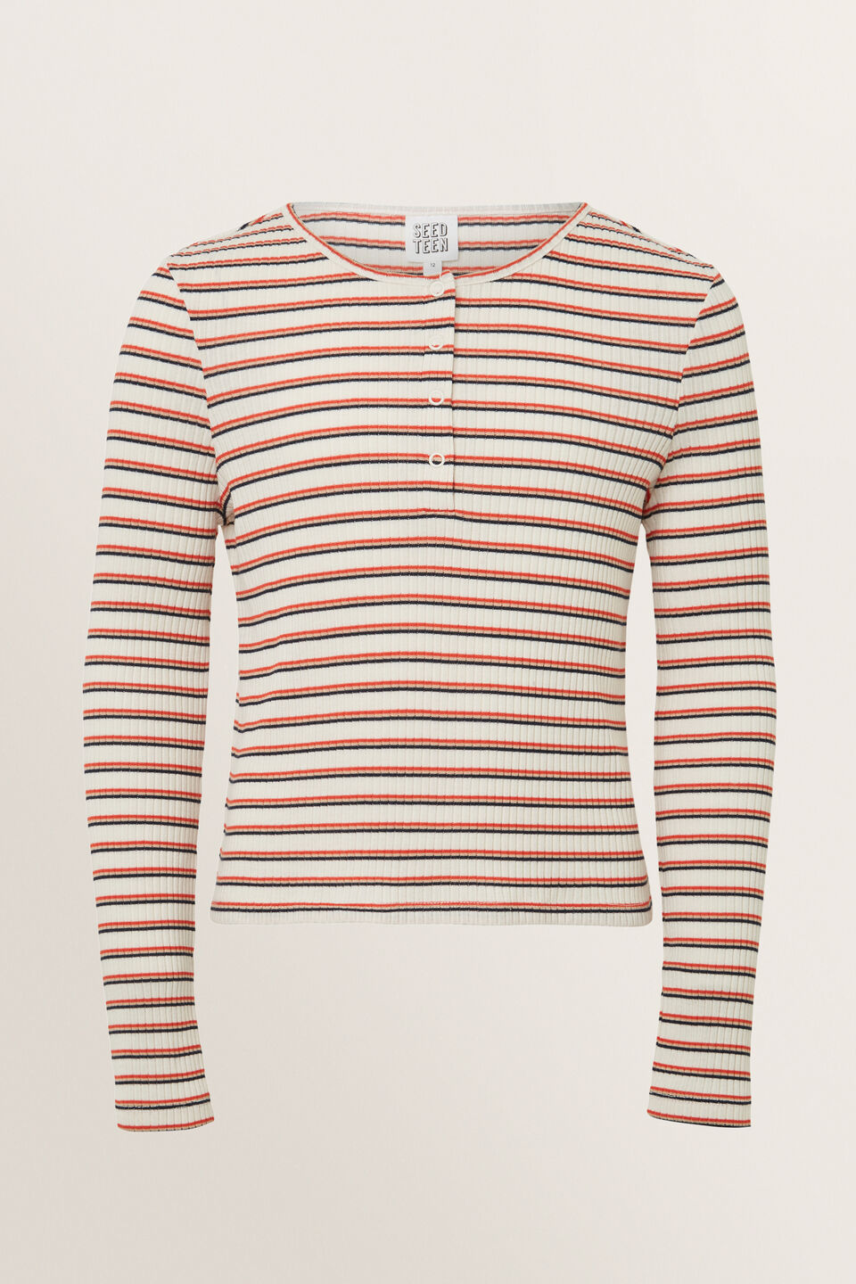 Rib Long Sleeve Henley Tee  Multi