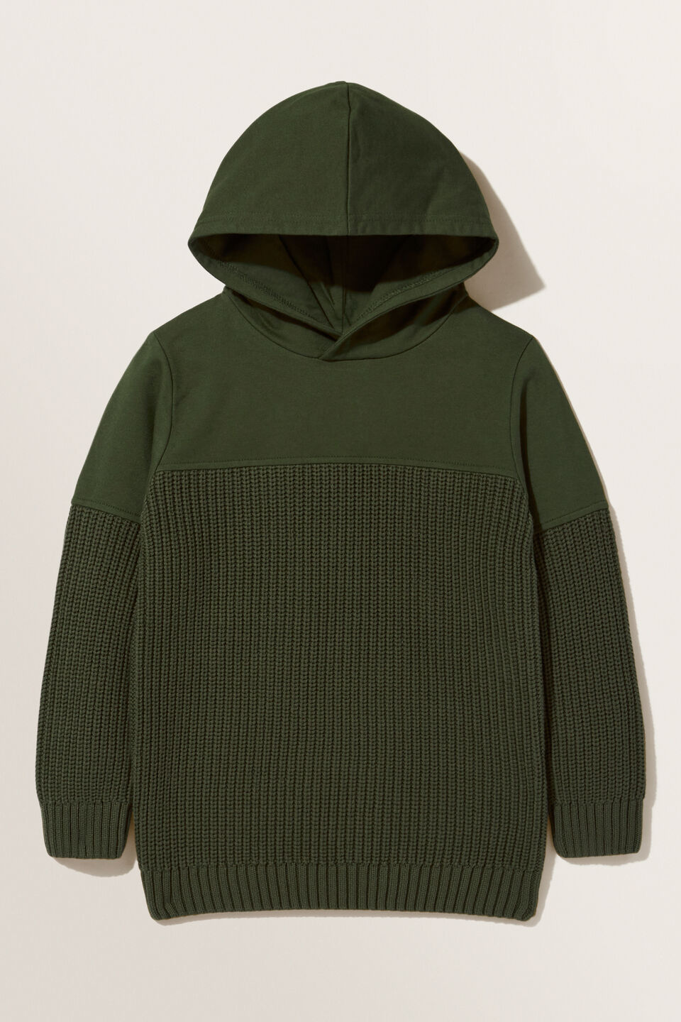 Spliced Knitted Hoodie  Forest  hi-res