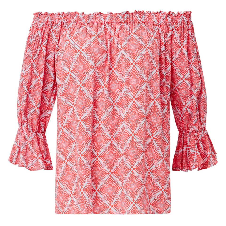 Frill Sleeve Printed Top  