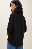 Cowl Neck Slub Top  Black  hi-res