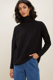 Cowl Neck Slub Top  Black  hi-res