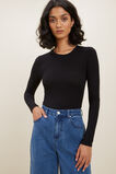Rib Long Sleeve Top  Black  hi-res