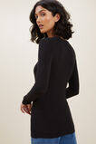 Rib Long Sleeve Top  Black  hi-res