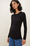 Rib Long Sleeve Top  Black  hi-res
