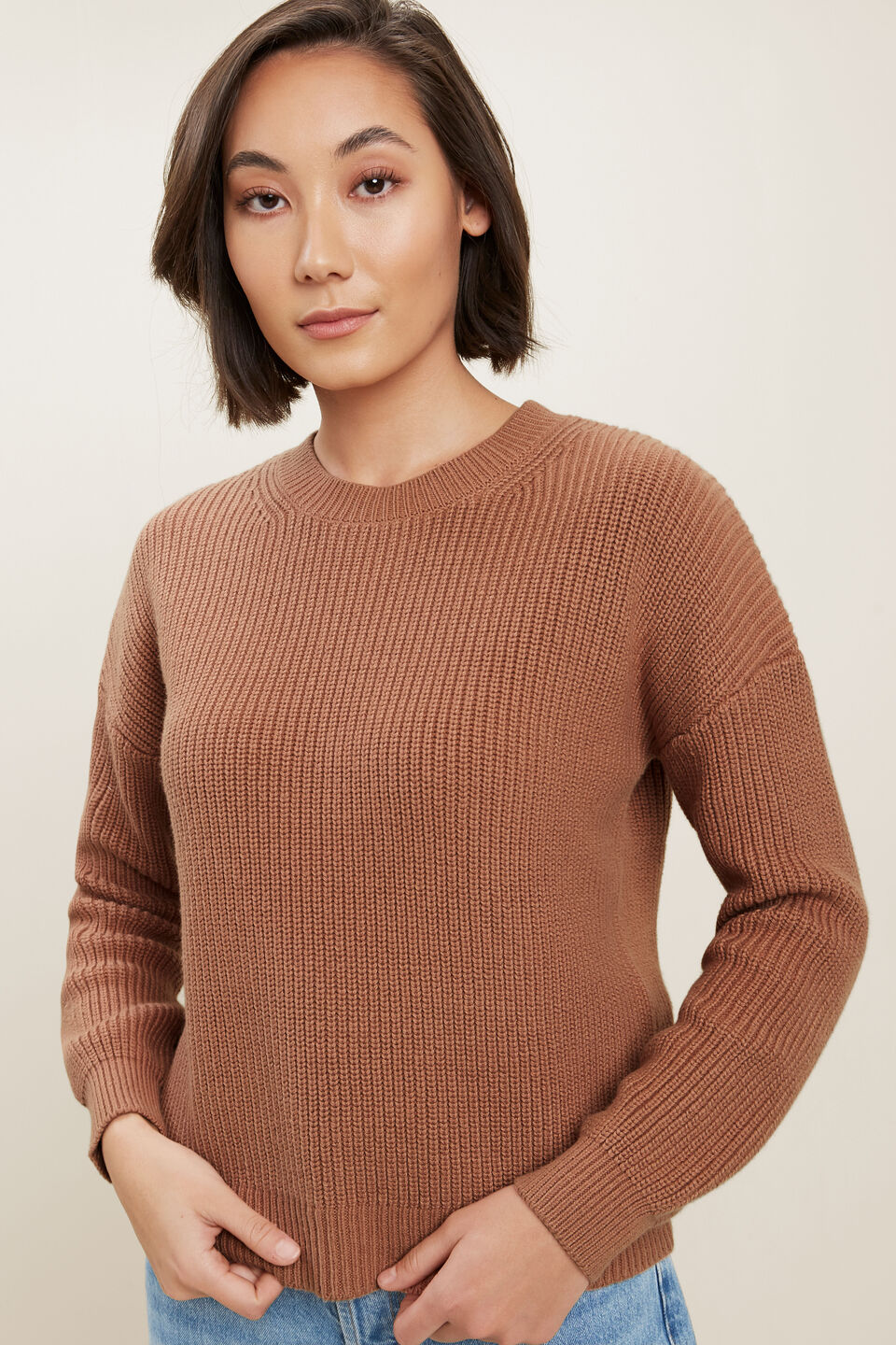 Fisherman Knit Sweater  Burnt Sienna