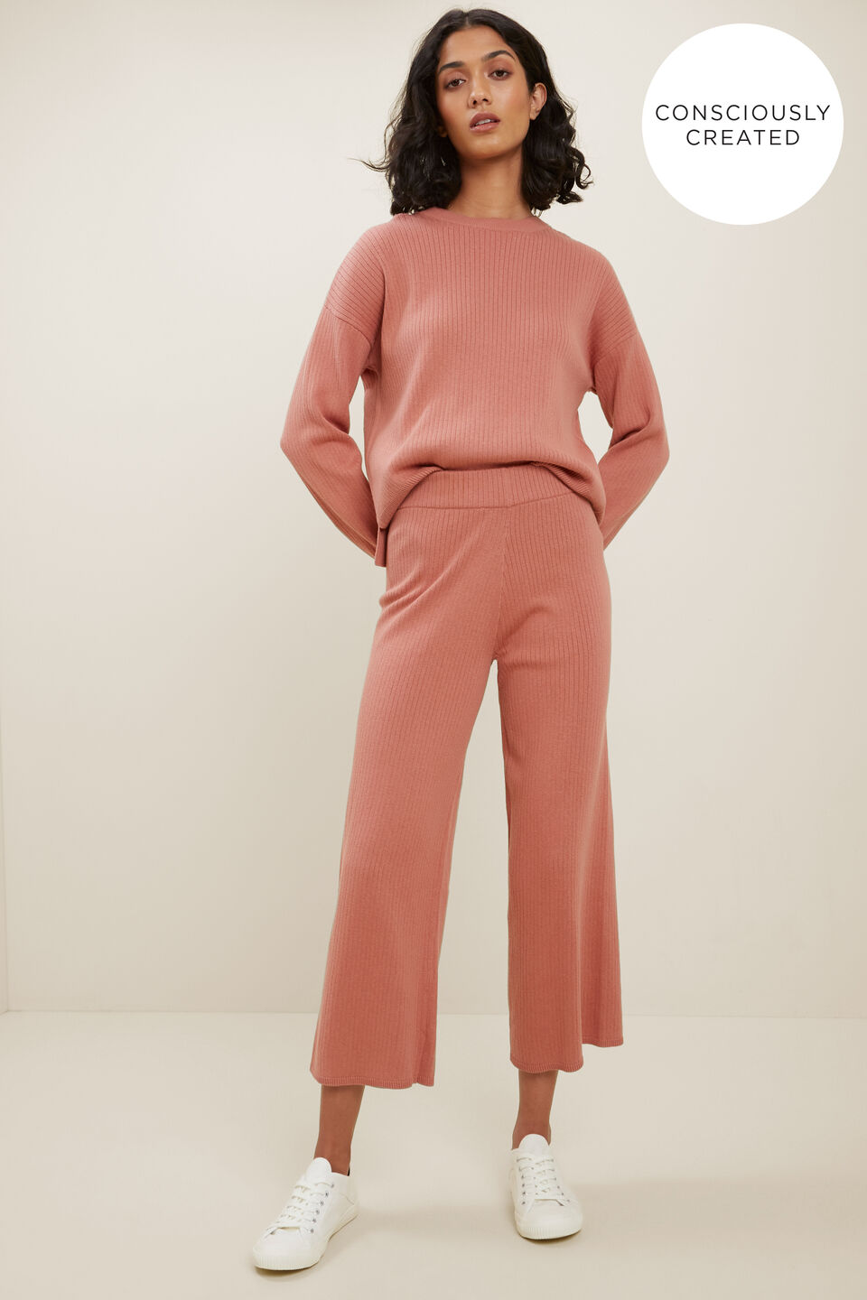 Sustainable Knit Pant  Old Rose