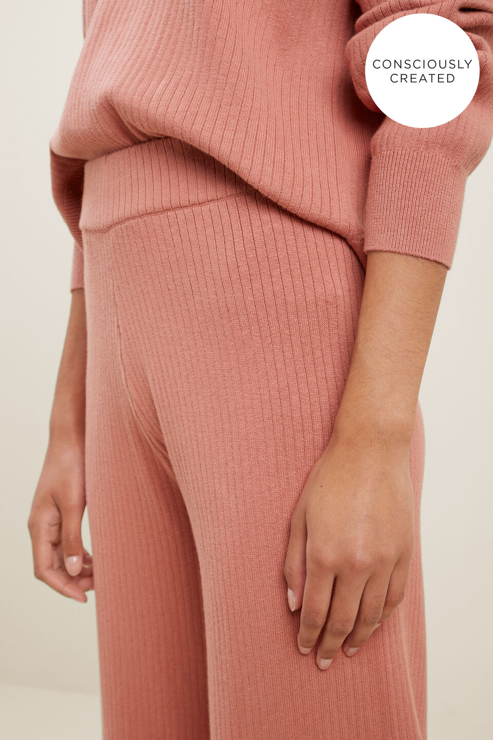 Sustainable Knit Pant  Old Rose