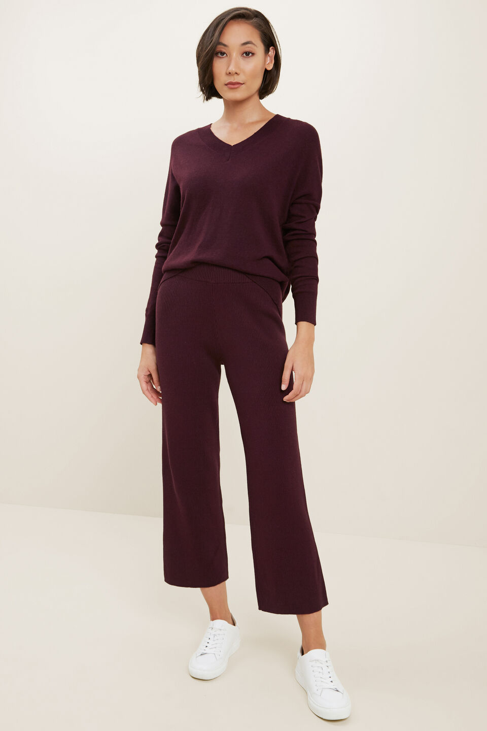 Rib Knit Pants  Ruby Plum