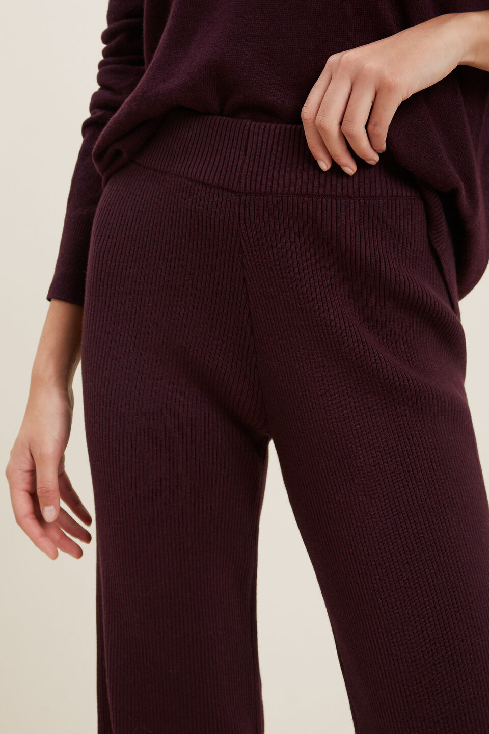 Rib Knit Pants  Ruby Plum