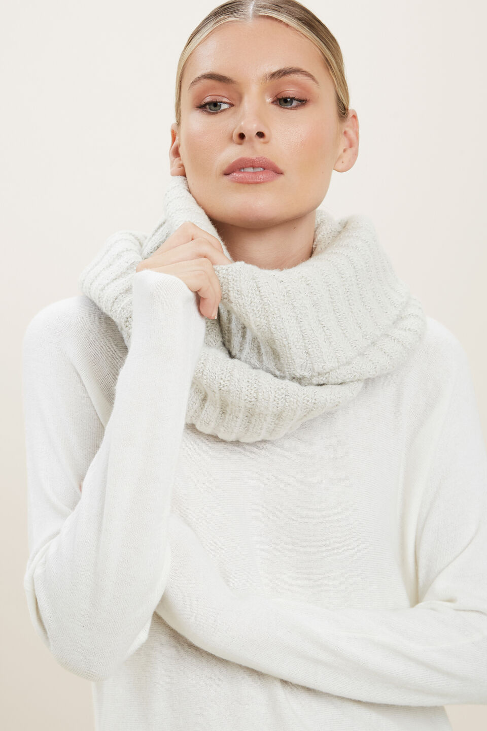 Rib Knit Snood  Cloud Cream