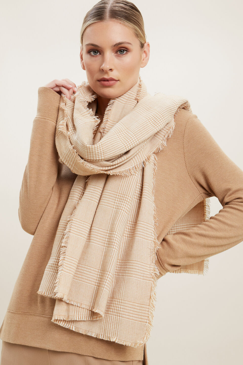 Houndstooth Check Scarf  Honey Dew