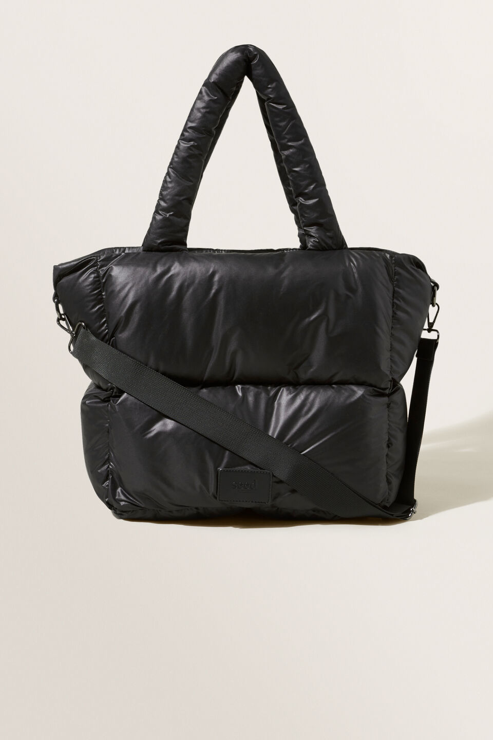 Quilted Tote Bag  Black