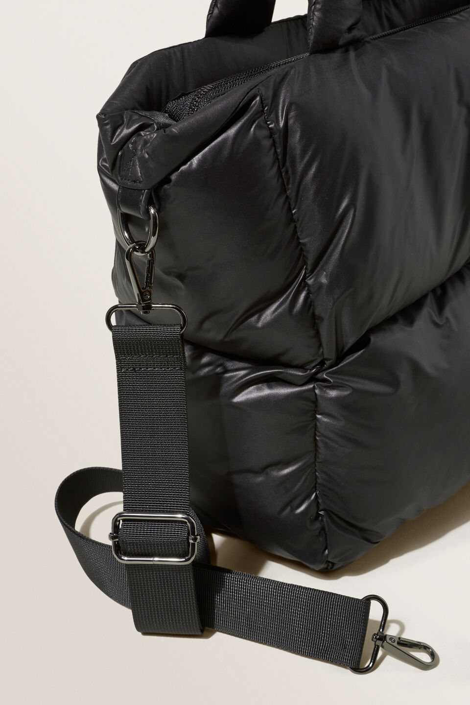 Quilted Tote Bag  Black
