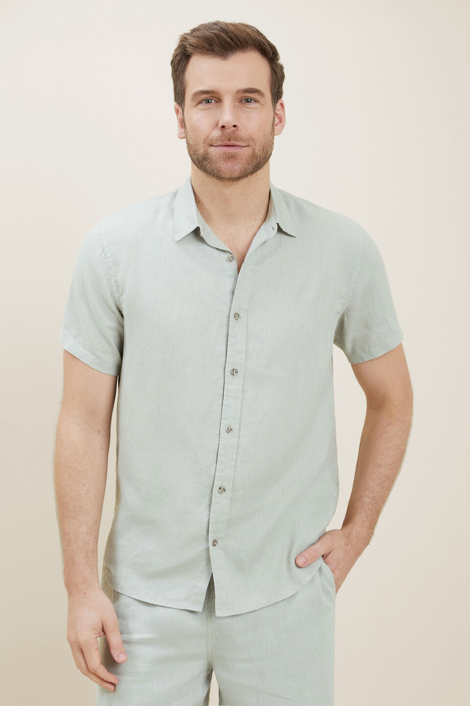 Mens Linen Shirt  Mint
