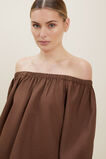 Linen Peasant Top  Russet Brown  hi-res