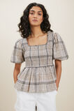 Textured Check Smock Top  Neutral Check  hi-res
