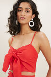 Linen Knot Front Top  Chilli Red  hi-res
