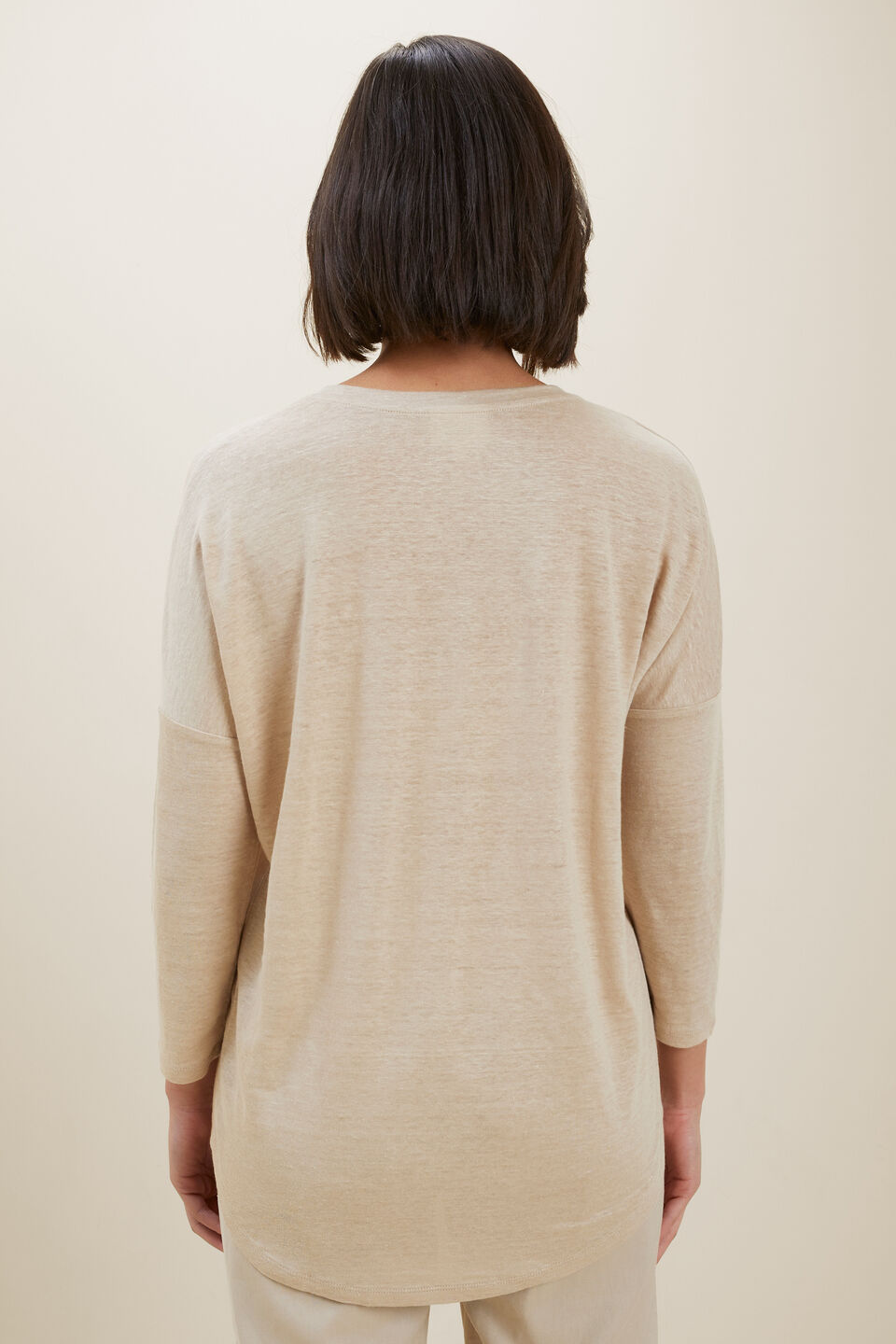 Linen Dip Hem Tee  Cool Sand