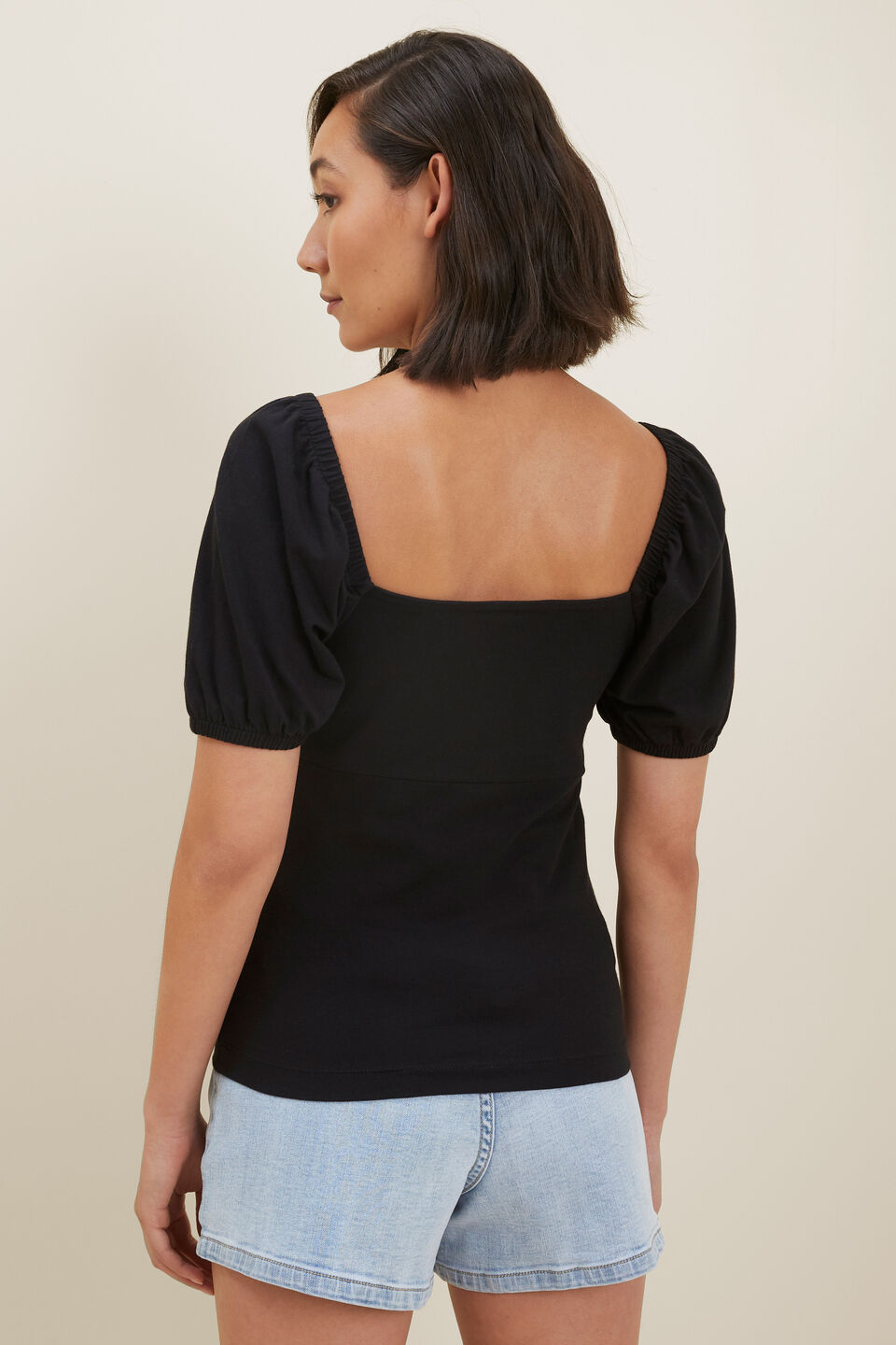 Puff Sleeve Top  Black