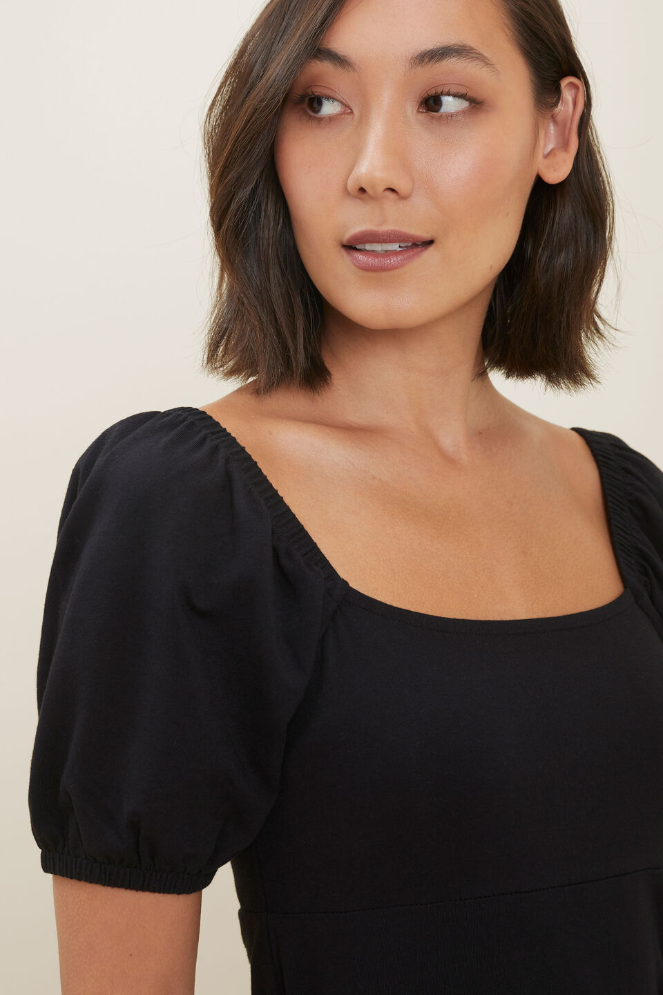Puff Sleeve Top  Black