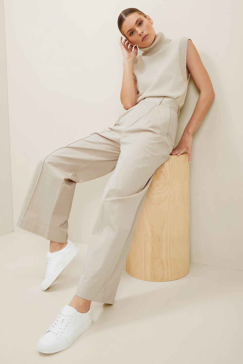 Roll Neck Vest  Neutral Blush Marle