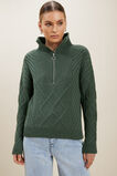 Zip Funnel Neck Sweater  Basil Marle  hi-res