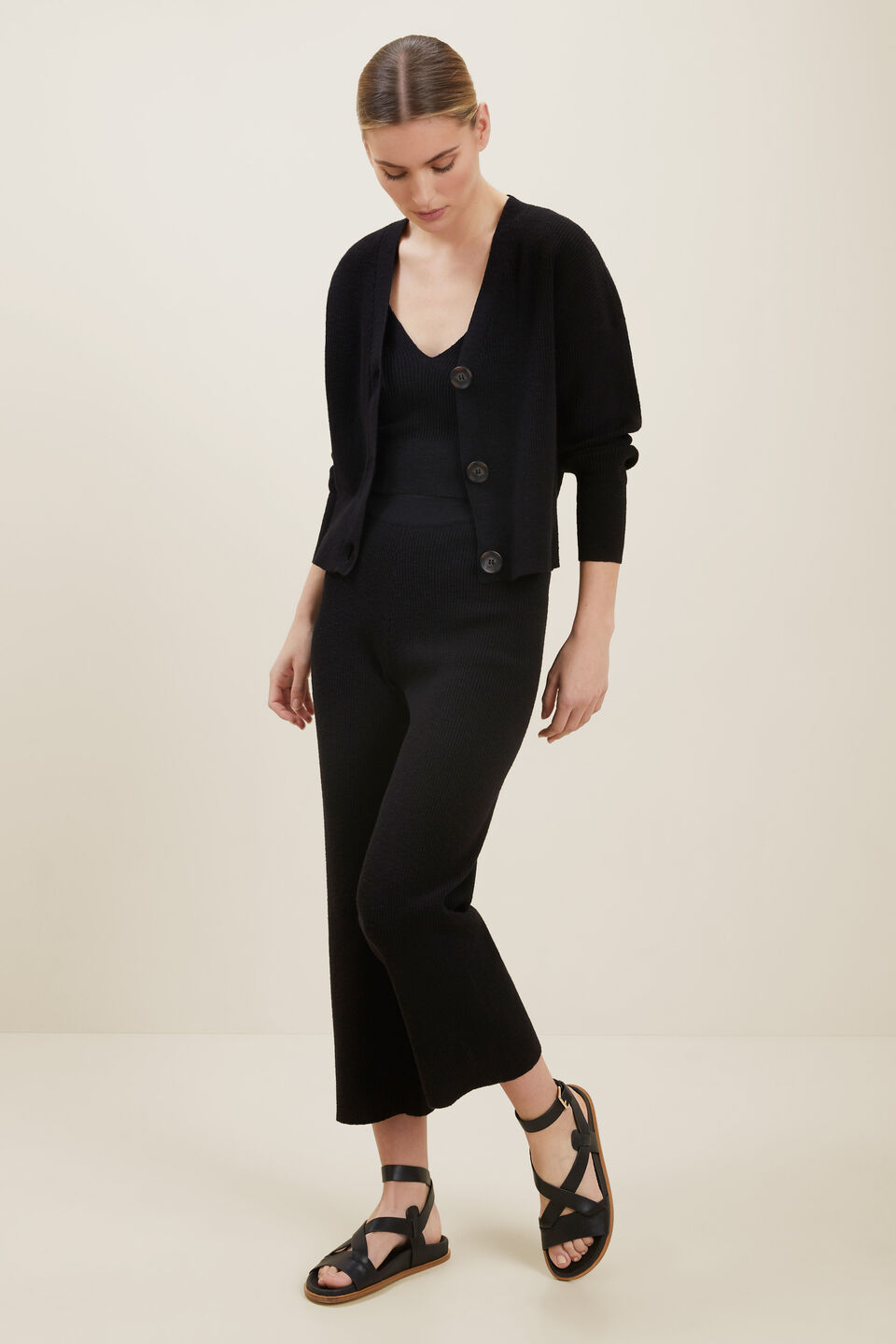 Boucle Knit Cardigan  Black