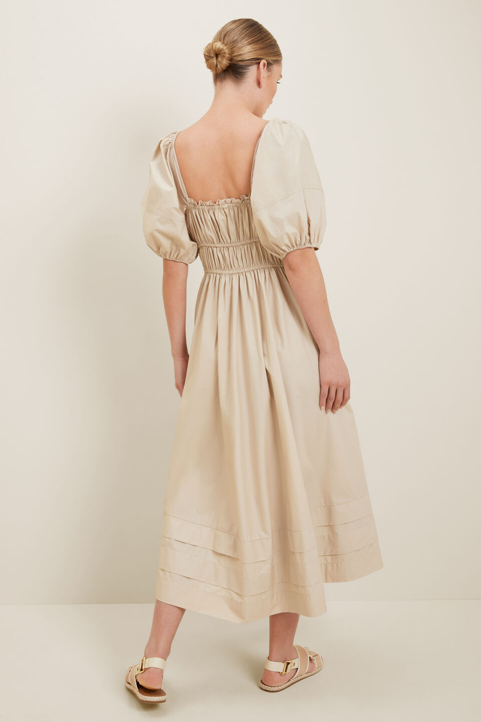 Poplin Midi Dress  Sandstone Beige