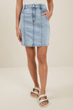 Denim Pintuck Mini Skirt  Washed Blue Denim  hi-res