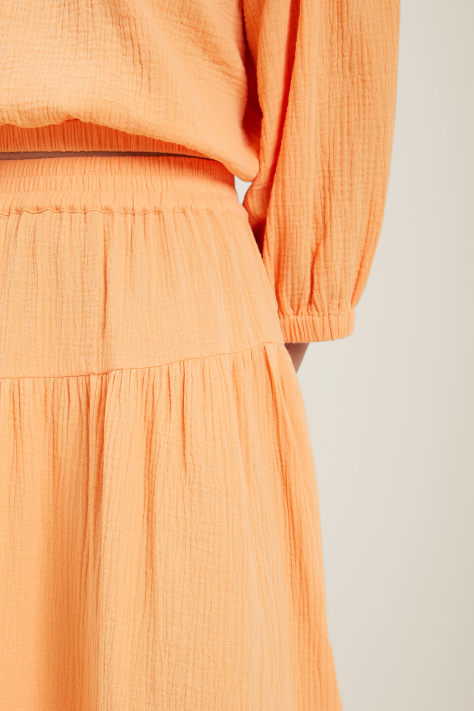 Cheesecloth Midi Skirt  Cantaloupe