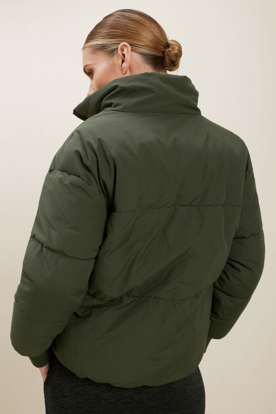 Funnel Neck Puffer Jacket  Basil