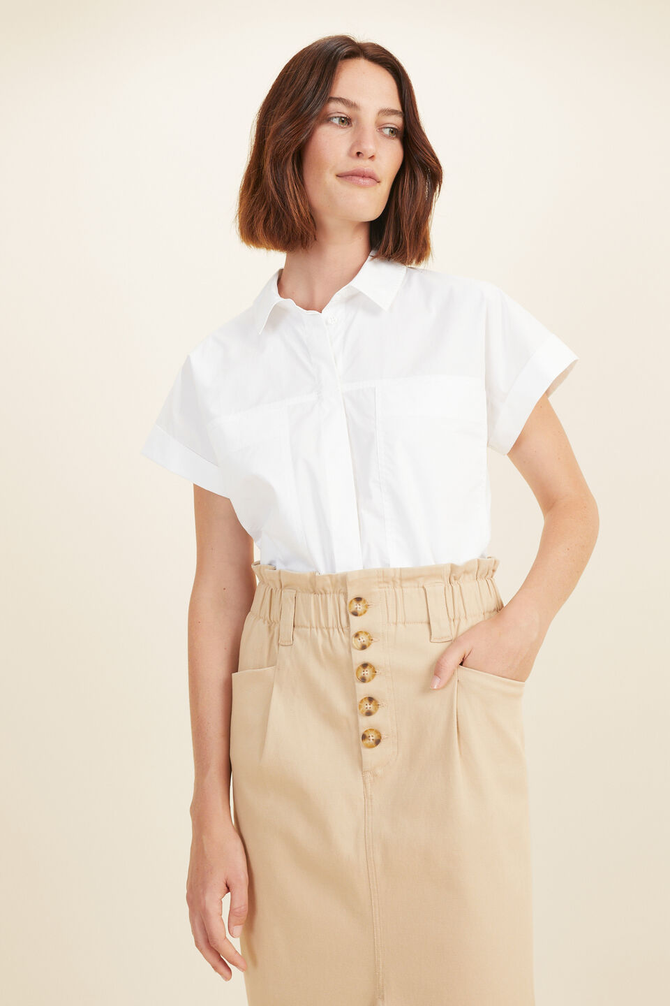 Poplin Crop Shirt  Whisper White