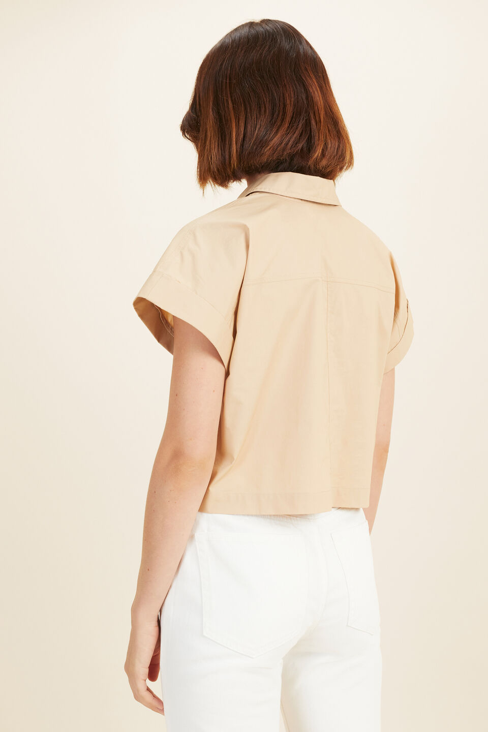 Poplin Crop Shirt  Champagne Beige