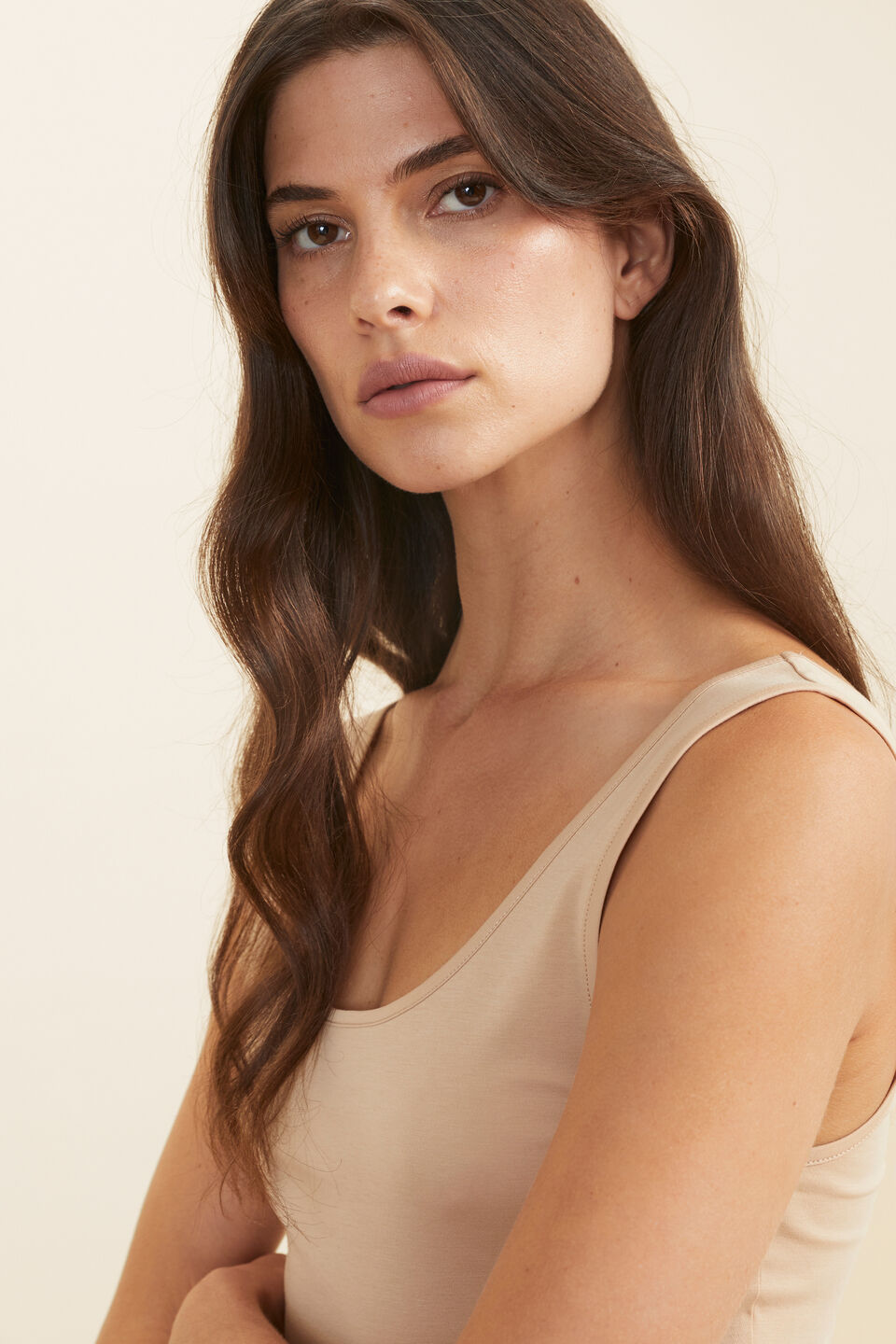 Layering Crop Top  Champagne Beige