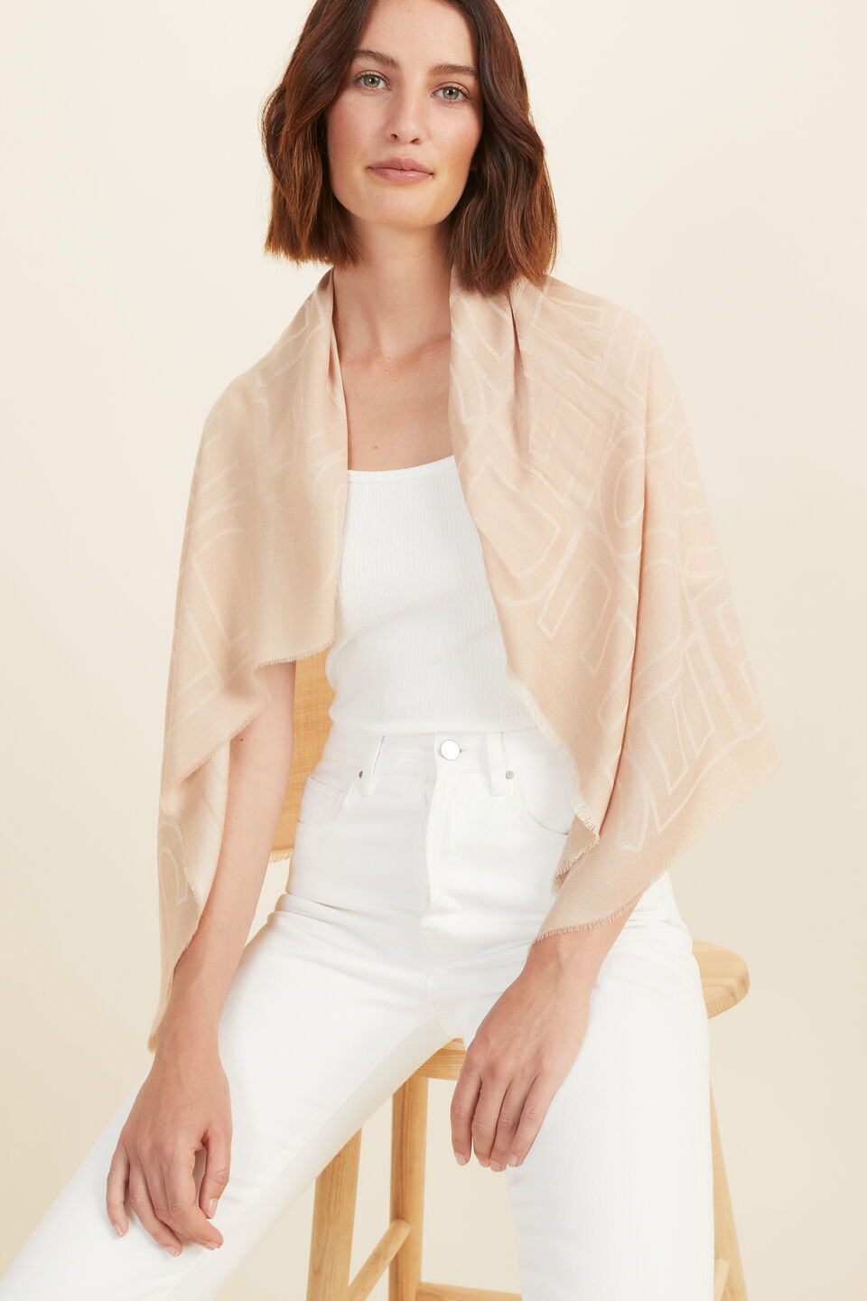 Jacquard Logo Wrap  Champagne Beige