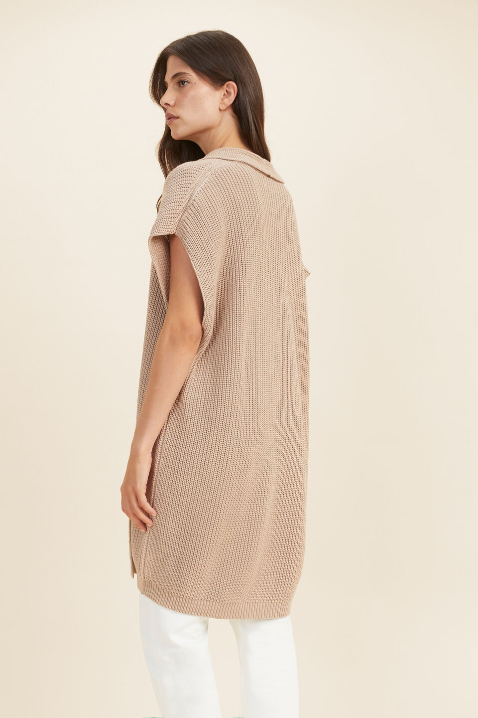 Chunky Knit Gilet  Champagne Beige Marle
