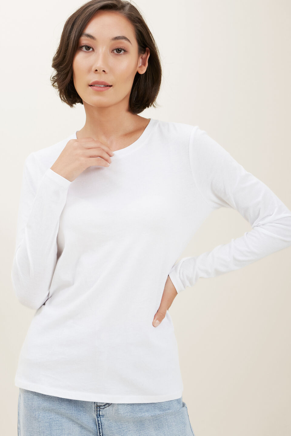 Classic Long Sleeve Top  Whisper White