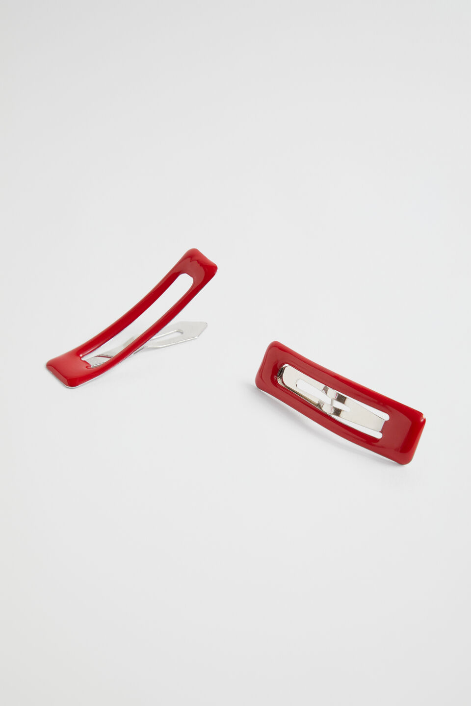 Square Enamel Snap Clip  Cherry