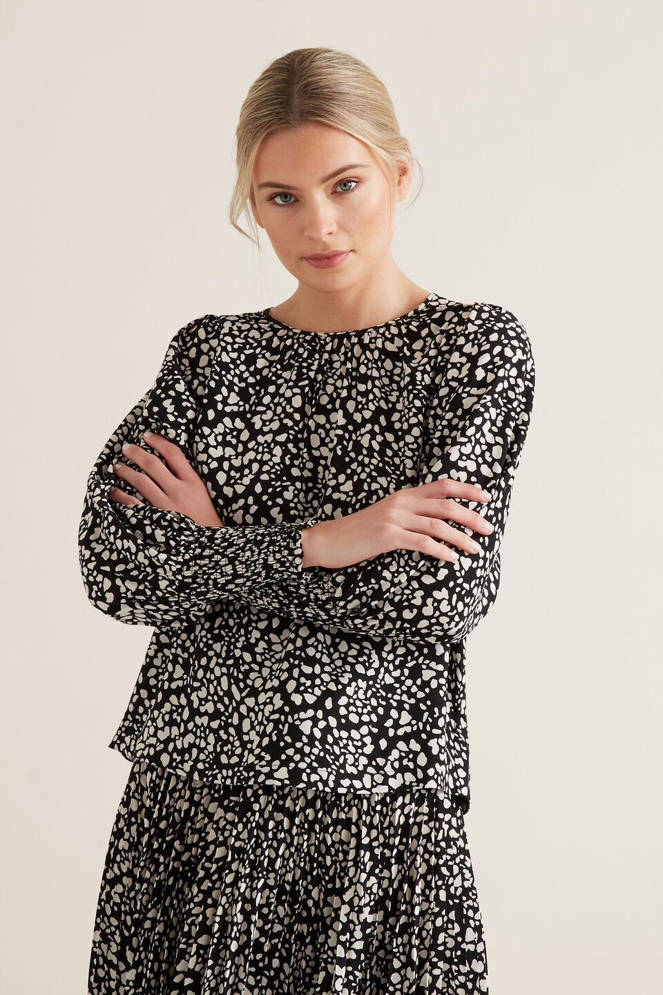 Puff Sleeve Printed Top  