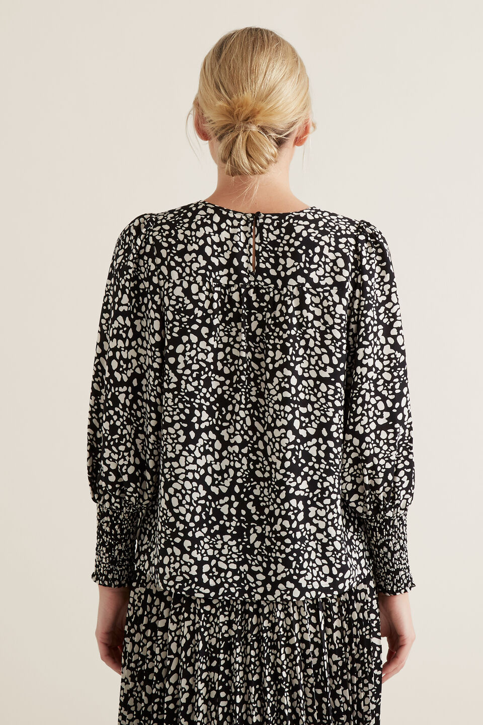 Puff Sleeve Printed Top  