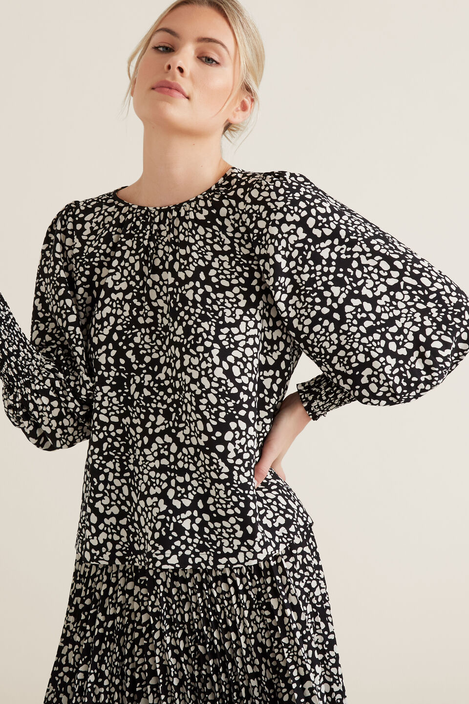 Puff Sleeve Printed Top  