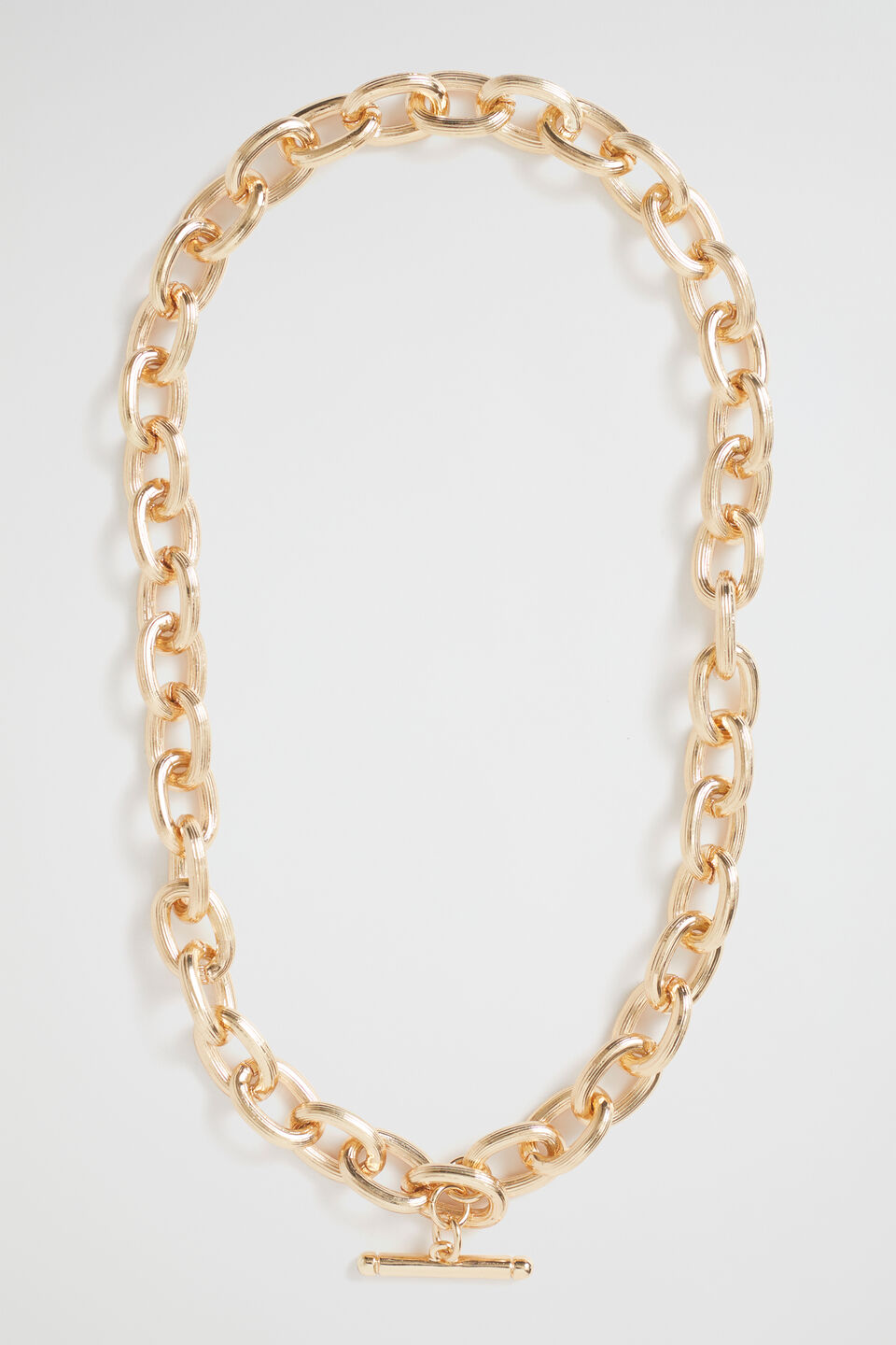 Textured Link Necklace  Gold